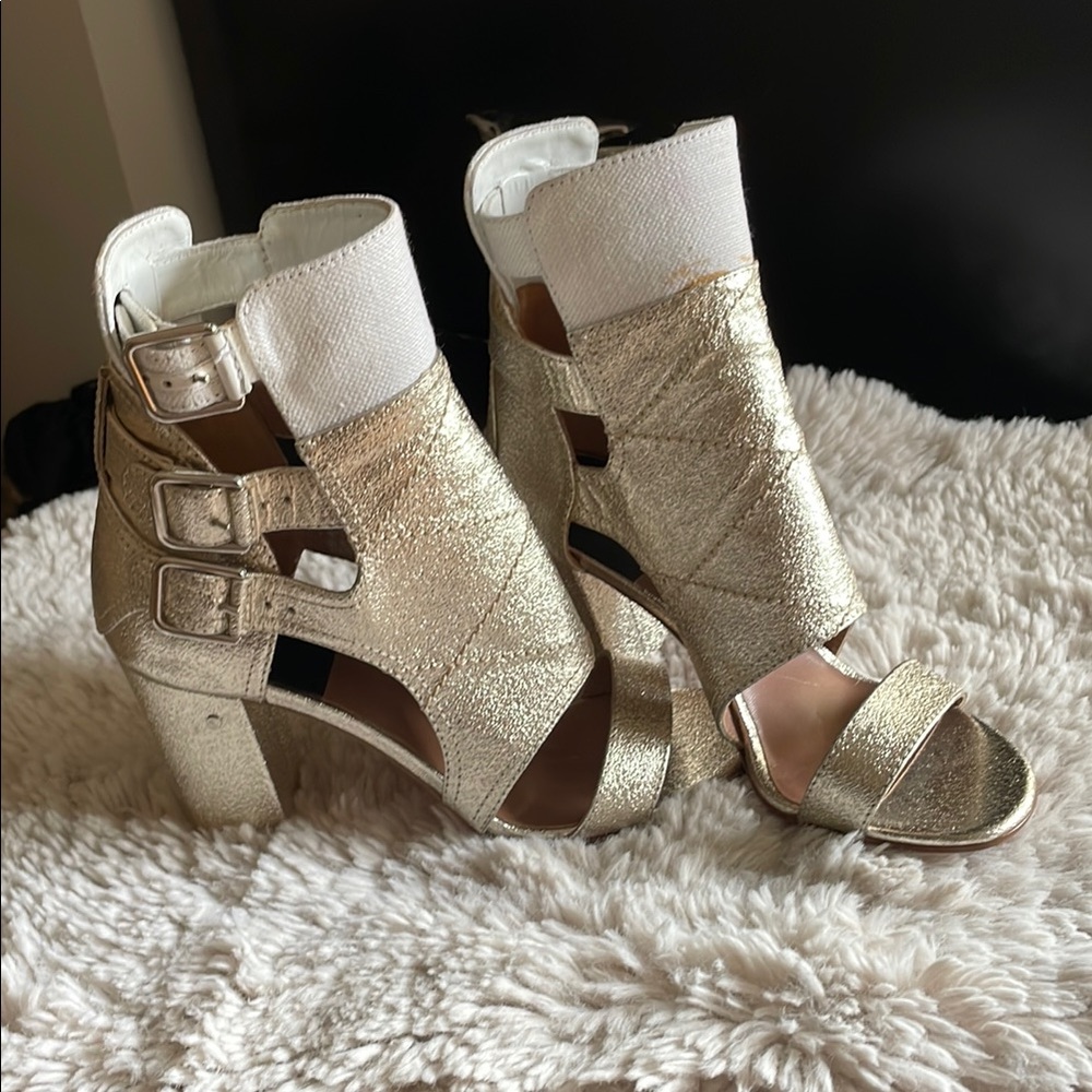 Laurence Dacade Gold and White Heels Gladiator Style. Marks are shown on pics.